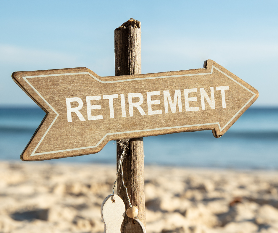 Retirement sign on beach